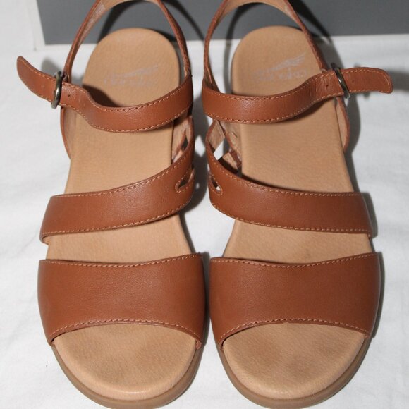 Dansko Tansy Nappa Chunk Heels Ankle Strap Luggage Sandals 40 - Picture 3 of 5